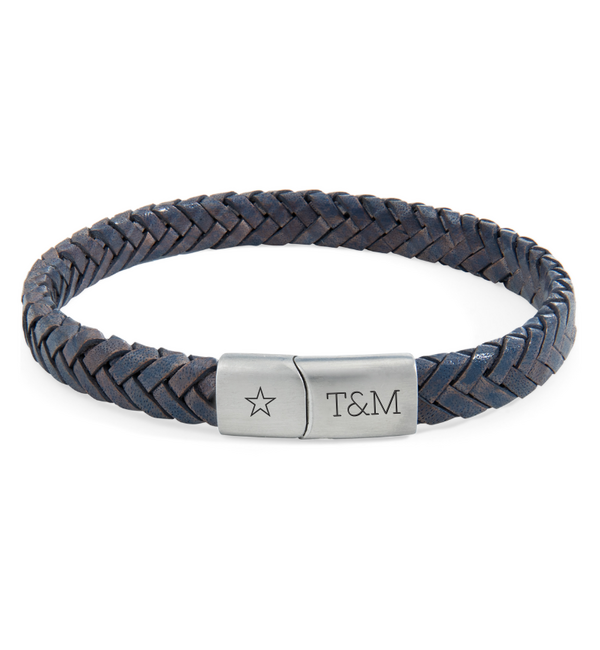 KAYA sieraden Braided Leather Bracelet Men with Engraving