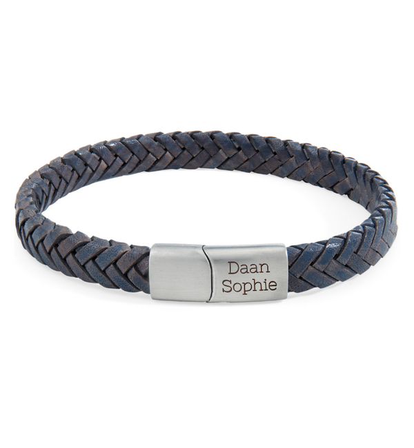 KAYA sieraden Braided Leather Bracelet Men with Engraving