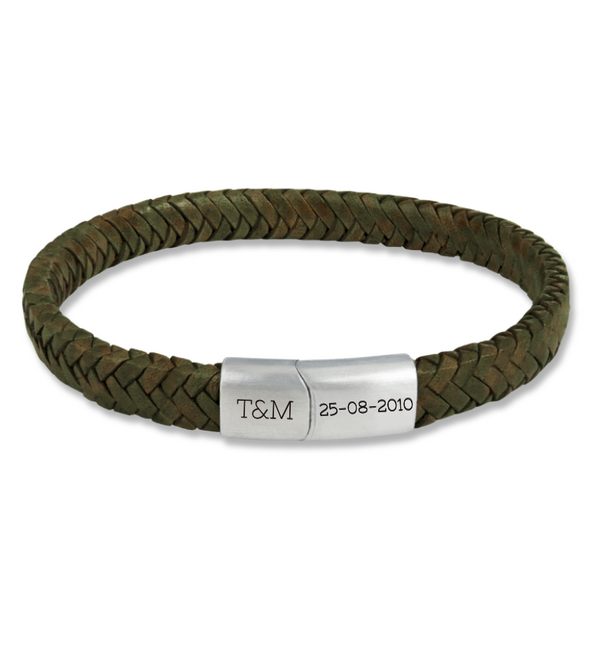 KAYA sieraden Braided Leather Bracelet Men with Engraving