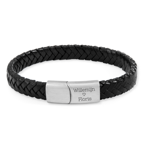 KAYA sieraden Braided Leather Bracelet Men with Engraving