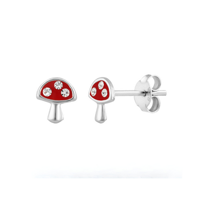 KAYA sieraden Kinderoorbellen 'Paddenstoel met Kristallen'