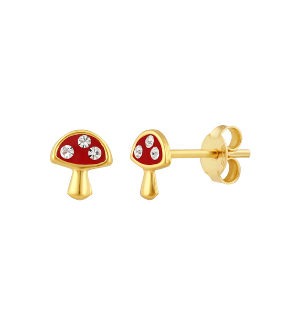 KAYA sieraden Children's earrings 'Mushroom with Crystals'
