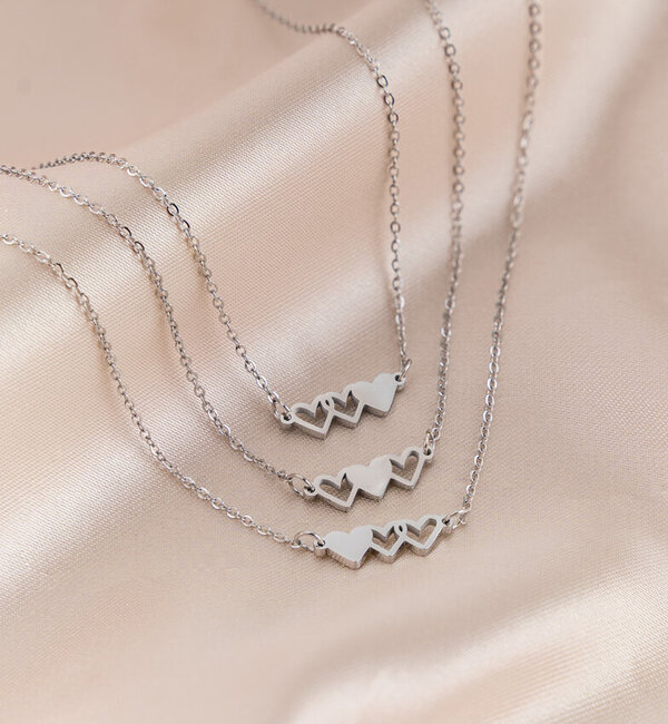 KAYA sieraden Vriendinnen Kettingen Set 'Hartjes' | Stainless Steel