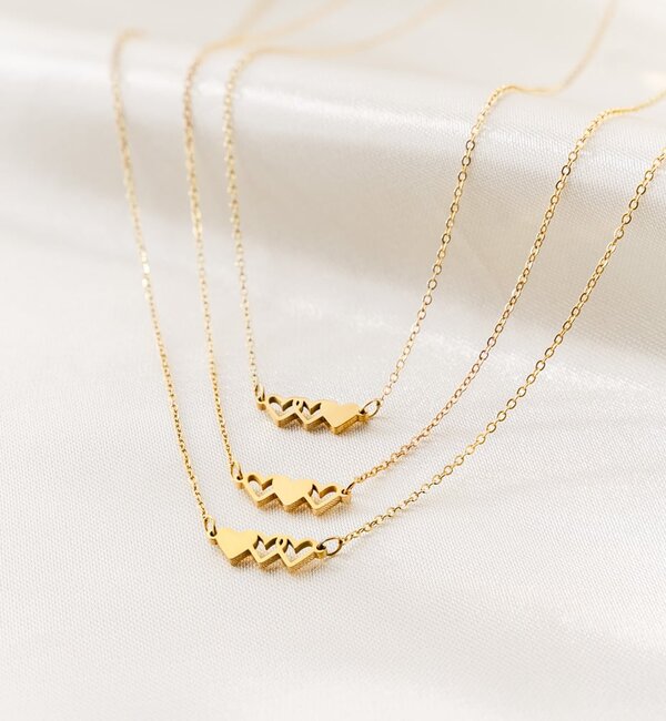 KAYA sieraden Zussen Kettingen Set 'Hartjes' | Stainless Steel