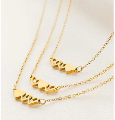 KAYA sieraden Zussen kettingen Set 3 hartjes