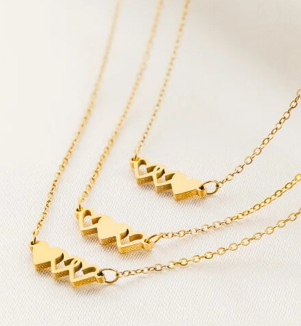 KAYA sieraden Zussen Kettingen Set 'Hartjes' | Stainless Steel
