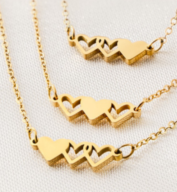 KAYA sieraden Zussen Kettingen Set 'Hartjes' | Stainless Steel