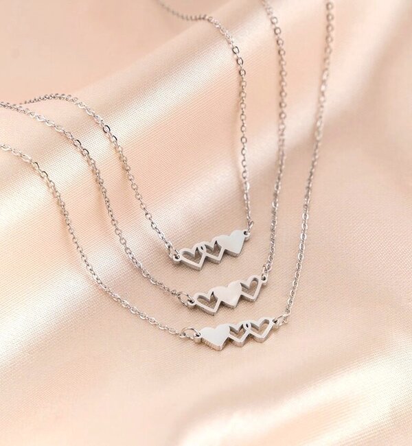 KAYA sieraden Zussen Kettingen Set 'Hartjes' | Stainless Steel