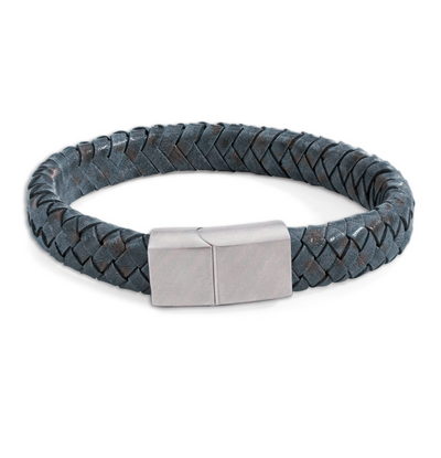 KAYA sieraden Heren Armband Leer 11 mm | Blauw