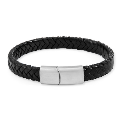 KAYA sieraden Gevlochten Armband Leer Heren | Zwart