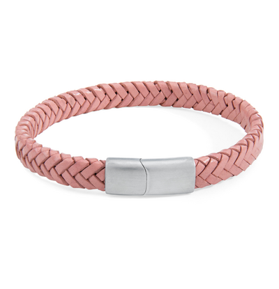 KAYA sieraden Gevlochten Armband Leer | Roze