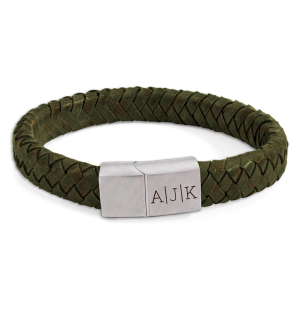 KAYA sieraden Heren Armband Leer met Initialen 11 mm | Kies de kleur