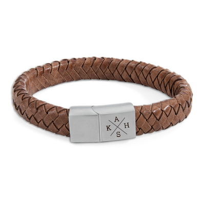 KAYA sieraden Men's Leather Bracelet with Initial Edge | Choose the color