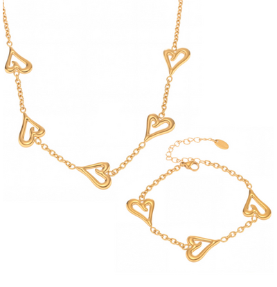 KAYA sieraden Sieraden Set  Hartjes | Stainless Steel