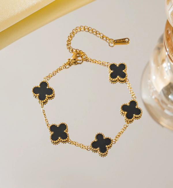 KAYA sieraden Children's bracelet Clover Black | Stainless Steel