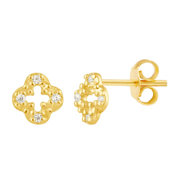 KAYA sieraden Luxury studs Crystal Clover with zirconia stones