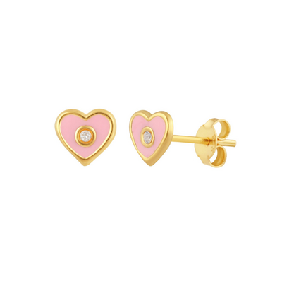 KAYA sieraden Children's earrings 'Pink Heart' with Crystal
