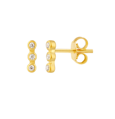 KAYA sieraden Luxury Studs Triple Crystals with zirconia stones