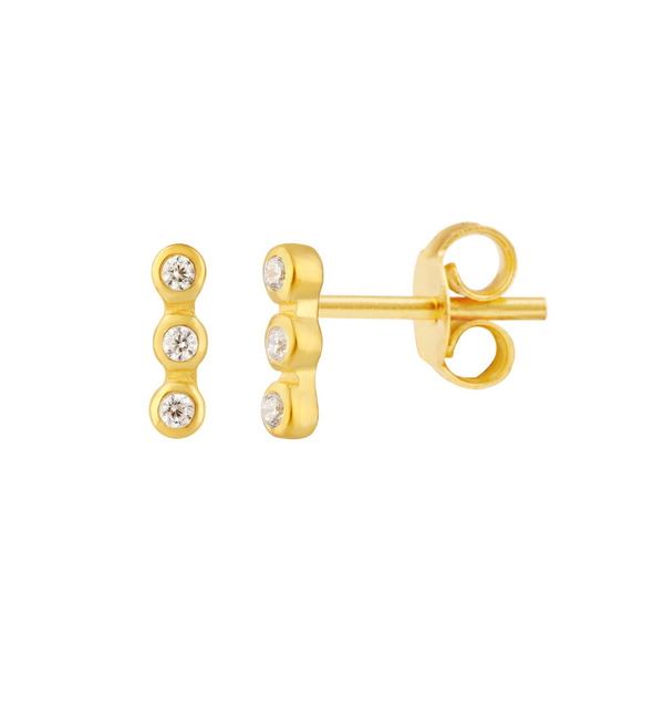 KAYA sieraden Luxury Studs Triple Crystals with zirconia stones