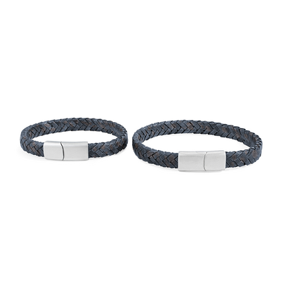 KAYA sieraden Vader & Zoon Armbanden Gevlochten Leer | Blauw