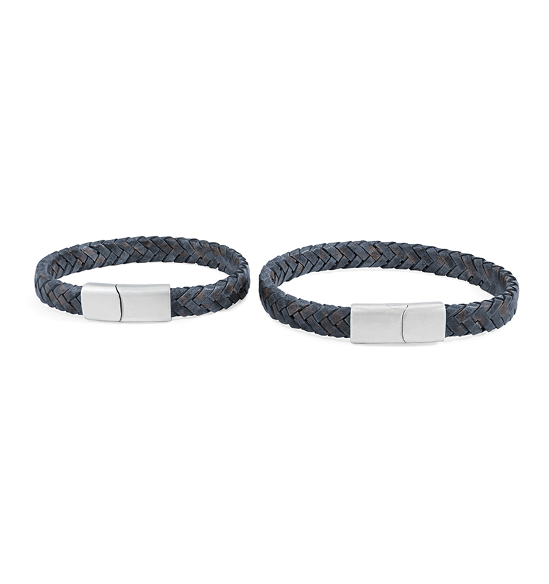XUANPAI Armband voor heren, leren armband, roestvrij staal, zwart