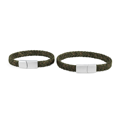 KAYA sieraden Still adjusting the photo -> Father & Son Bracelets Braided Leather | Green