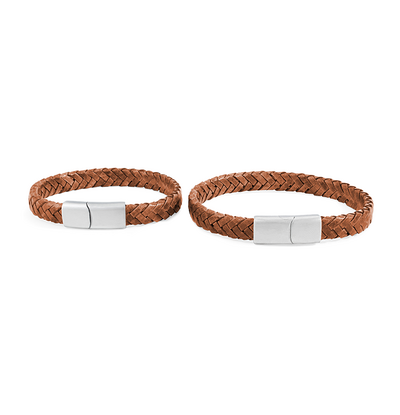 KAYA sieraden Vader & Zoon Armbanden Gevlochten Leer | Camel