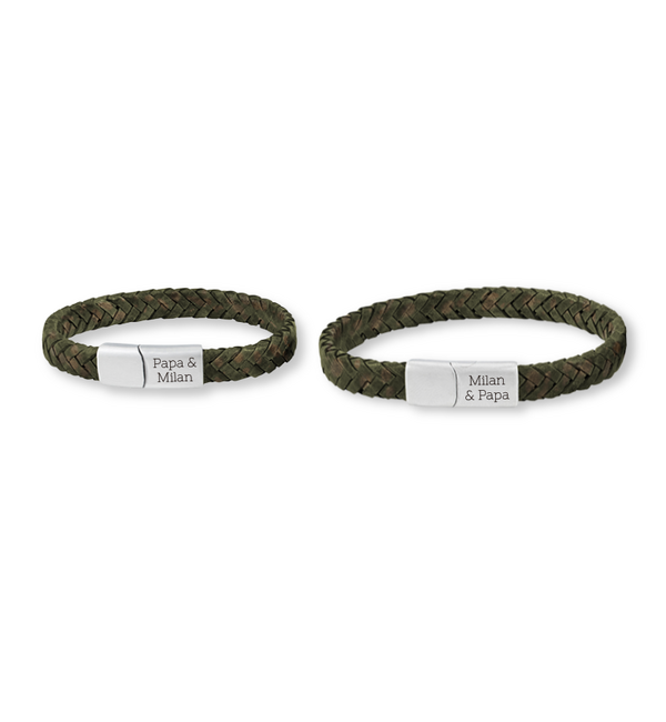 KAYA sieraden Father & Son Bracelets with Engraving Braided Leather