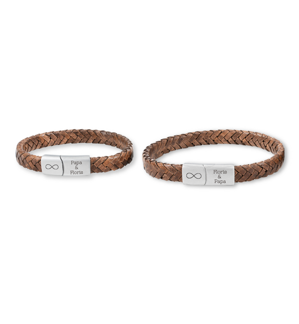 KAYA sieraden Father & Son Bracelets with Engraving Braided Leather