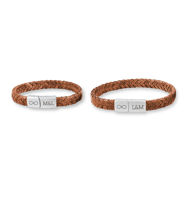 KAYA sieraden Father & Son Bracelets with Engraving Braided Leather