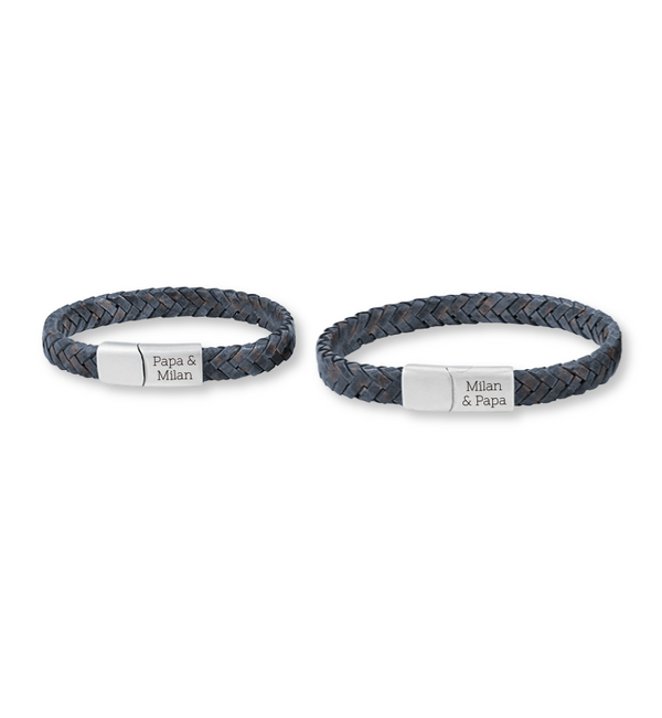 KAYA sieraden Father & Son Bracelets with Engraving Braided Leather