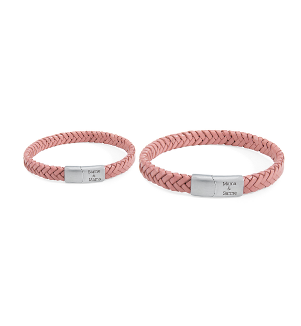 KAYA sieraden Moeder & Dochter Armbanden Gevlochten Leer | met Gravure