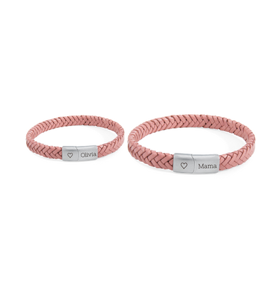 KAYA sieraden Check Tanja -> Mother & Daughter Bracelets Braided Leather | with Engraving