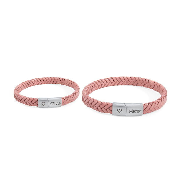 KAYA sieraden Moeder & Dochter Armbanden Gevlochten Leer | met Gravure