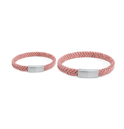 KAYA sieraden Check out Tanja -> Mother & Daughter Bracelets Braided Leather | Pink