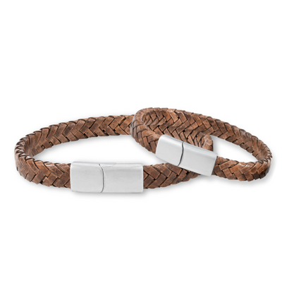 KAYA sieraden Father & Son Bracelets Braided Leather | Brown