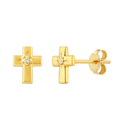 KAYA sieraden Luxury Studs Crystal Cross with zirconia stones - Gold plated