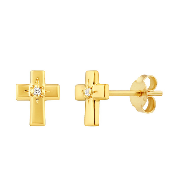 KAYA sieraden  Luxe Studs  kruisje met zirkonia steentjes