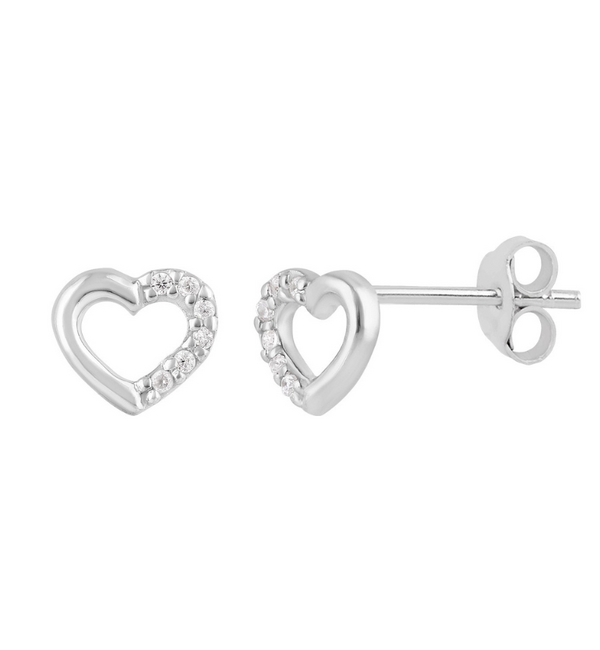 KAYA sieraden Luxury Zirconia Heart Studs with Zirconia Stones