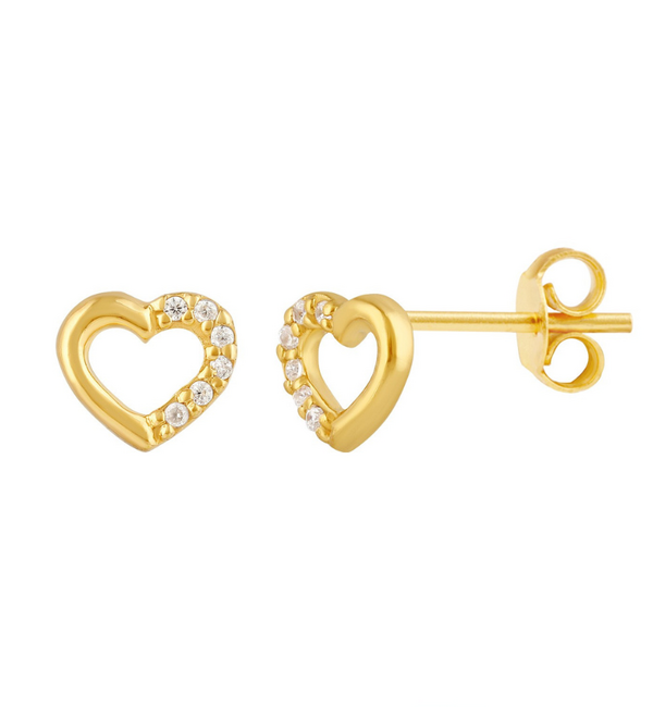 KAYA sieraden Luxury Zirconia Heart Studs with Zirconia Stones