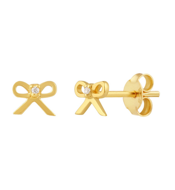 KAYA sieraden Kinderoorbellen Crystal Bow met zirkonia steentje
