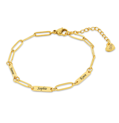 KAYA sieraden 3 Namen Armband 'Paperclip'