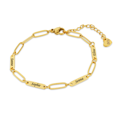 KAYA sieraden Personalized 4 Names Bracelet ‘Paperclip’