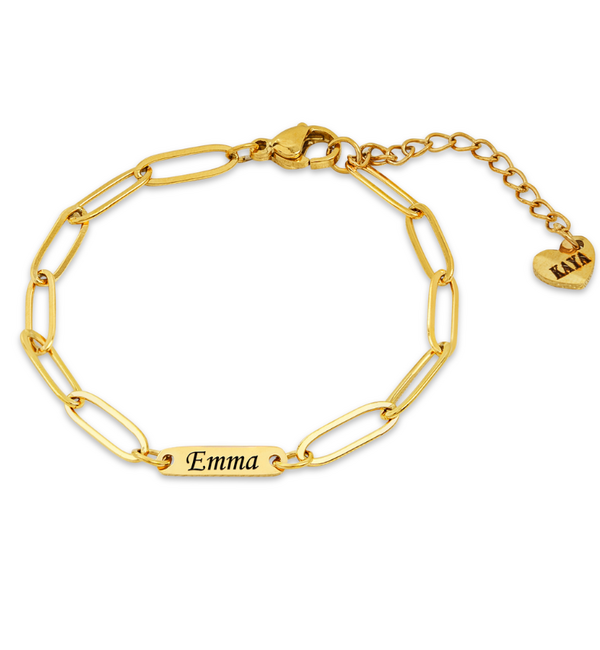 KAYA sieraden Link bracelet with 1 name - Stainless Steel - Copy