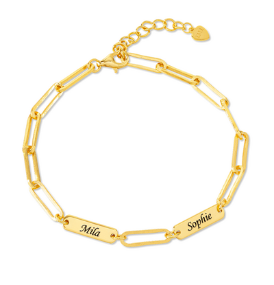 KAYA sieraden Personalized Name Bracelet with 2 Names ‘Paperclip’ Child – Stainless Steel