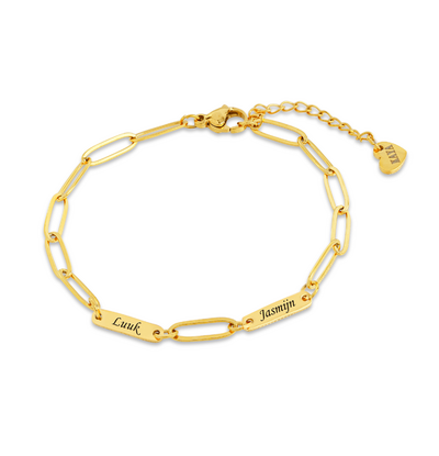 KAYA sieraden 2 Namen Armband 'Paperclip'