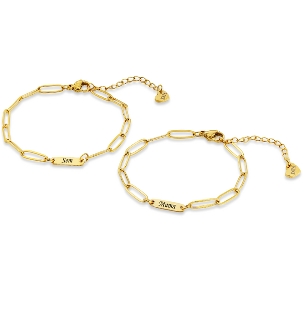 KAYA sieraden Link bracelet with 1 name - Stainless Steel - Copy