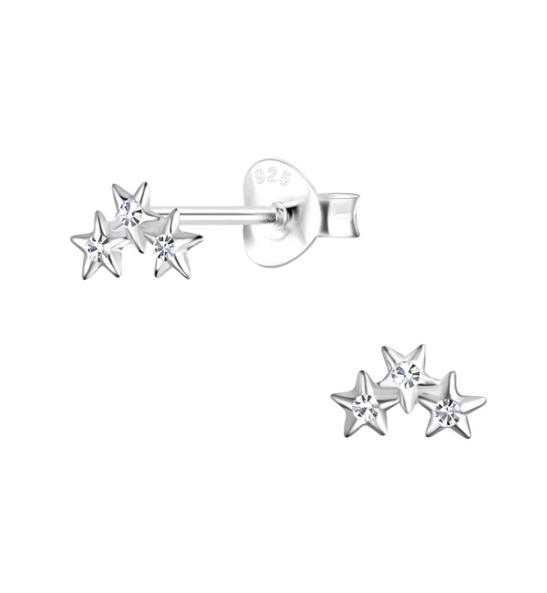 KAYA sieraden Silver children’s earrings Little Stars with crystals