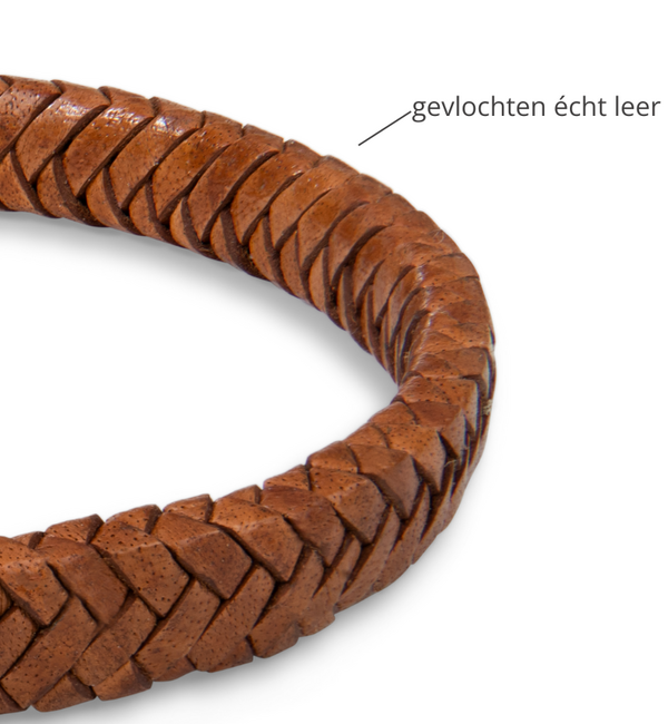 KAYA sieraden Vader & Zoon Armbanden met Gravure Gevlochten Leer