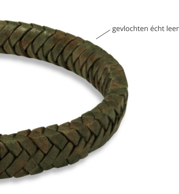 KAYA sieraden Braided Leather Bracelet for Men with Engraving | green